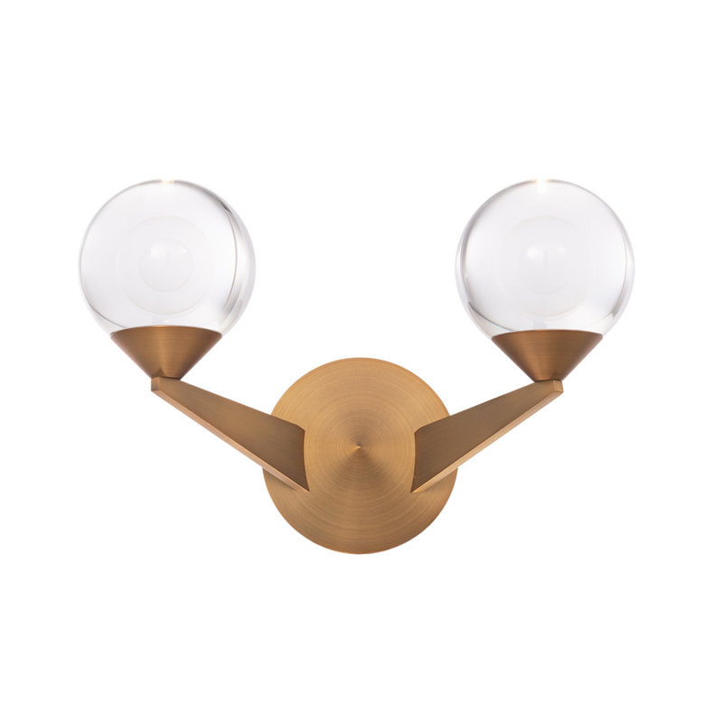 Aged Brass Dimmable Wall Sconce with Etched Crystal Globe