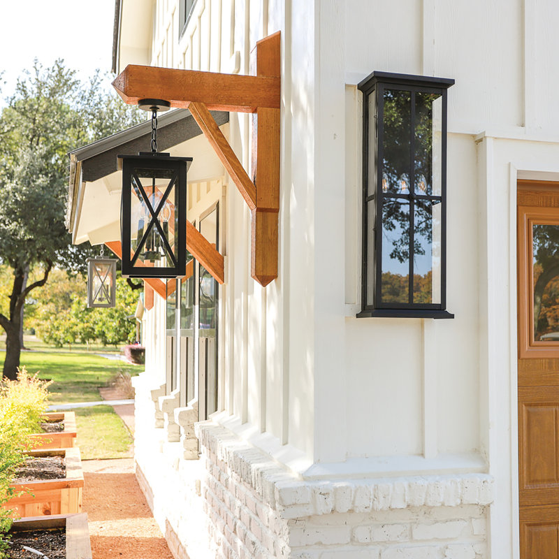 Black Transitional 4-Light Outdoor Hanging Lantern with Clear Glass