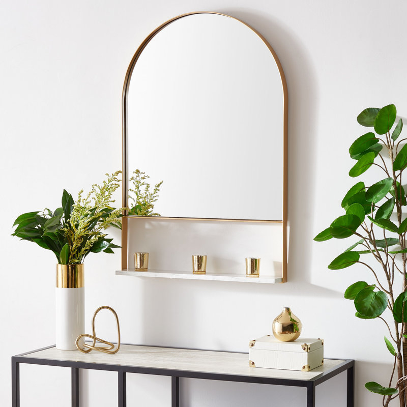 Yuriko 24" x 36" Rectangular Wood and Gold Wall Mirror