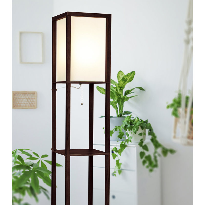 White Adjustable 63" Floor Lamp with Shelves for Nursery