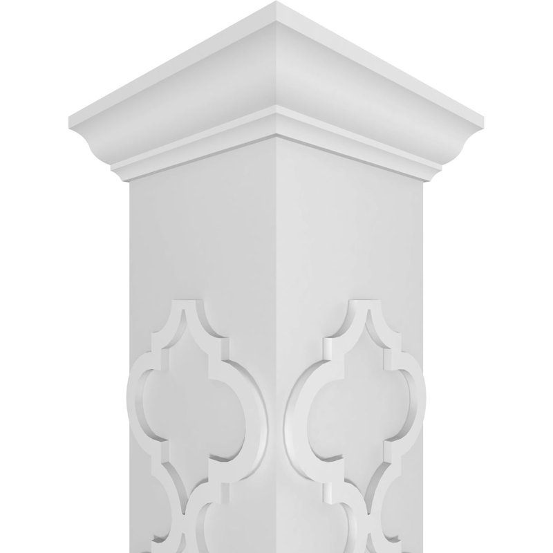 Elegant 8' Unfinished PVC Square Column with Crown Fretwork
