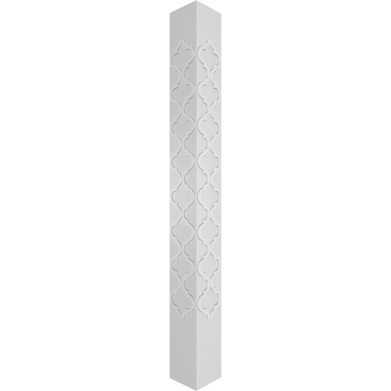 Elegant 8' Unfinished PVC Square Column with Crown Fretwork