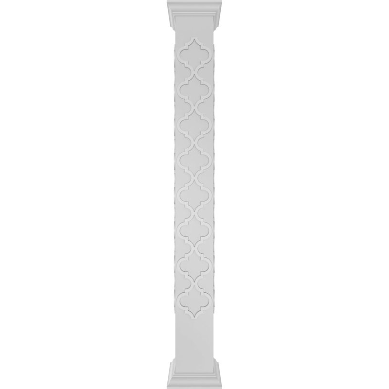 Elegant 8' Unfinished PVC Square Column with Crown Fretwork