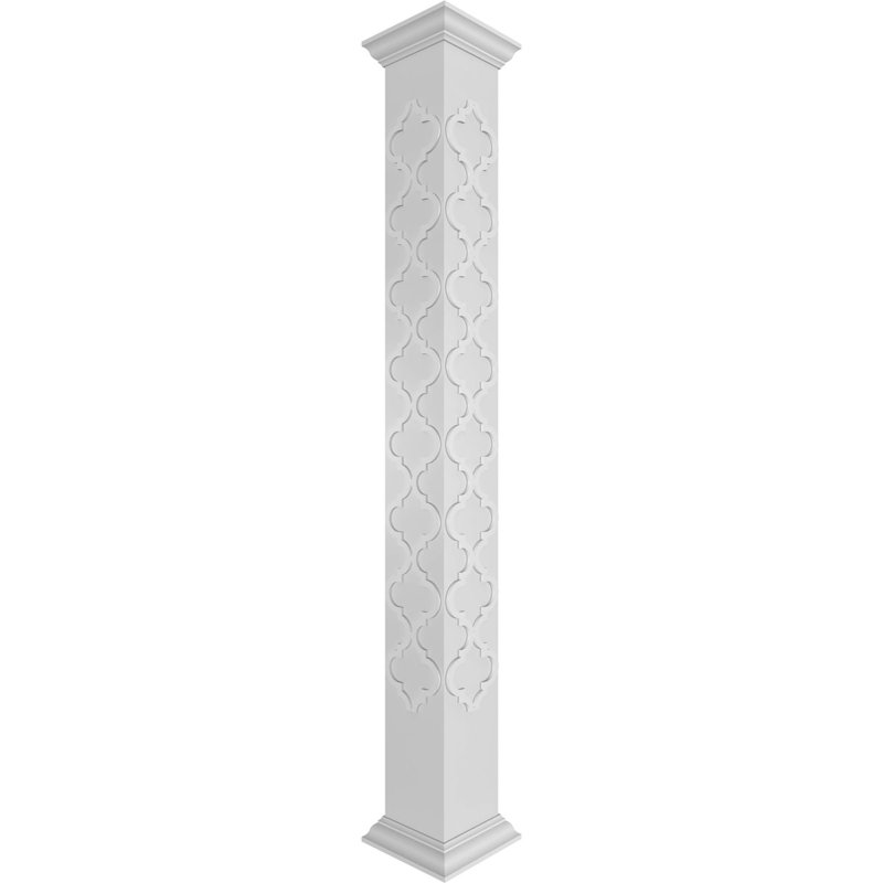 Elegant 8' Unfinished PVC Square Column with Crown Fretwork