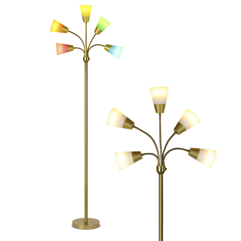 Medusa Brass 78" LED Floor Lamp with Adjustable Multi-Head