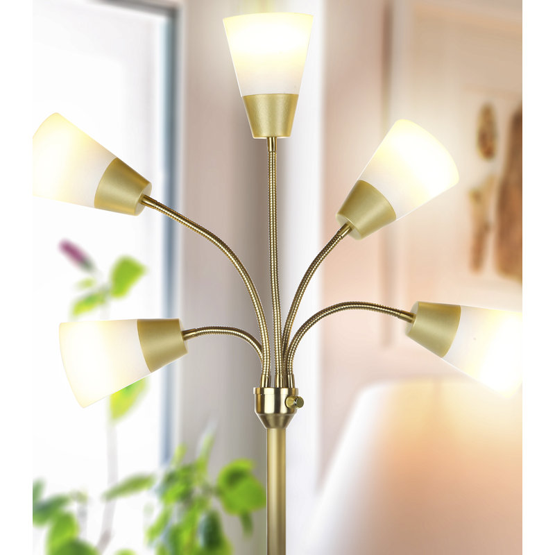 Medusa Brass 78" LED Floor Lamp with Adjustable Multi-Head