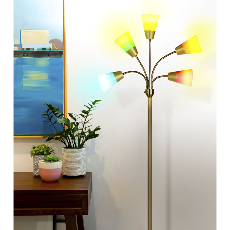 Medusa Brass 78" LED Floor Lamp with Adjustable Multi-Head