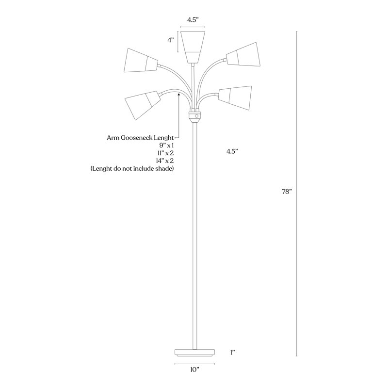 Medusa Brass 78" LED Floor Lamp with Adjustable Multi-Head