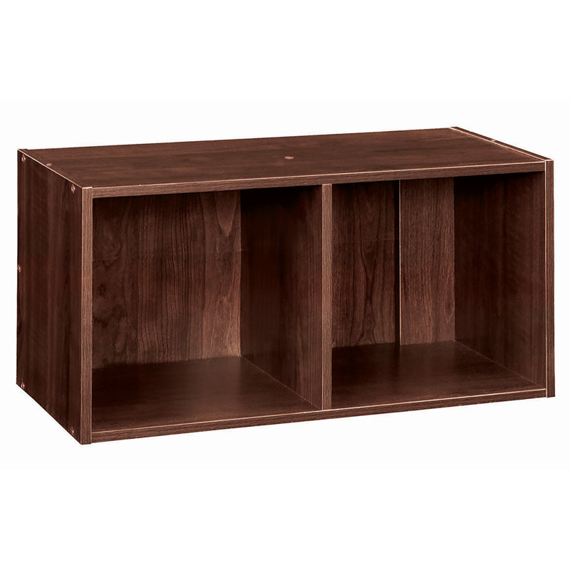 Dark Cherry 24.6" Laminated Wood 2-Cube Bookcase Organizer