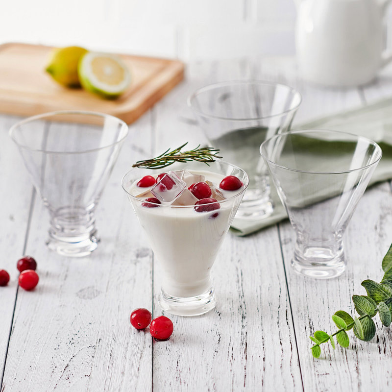 Clear Lead-Free Crystal Stemless Martini Glasses Set of 4