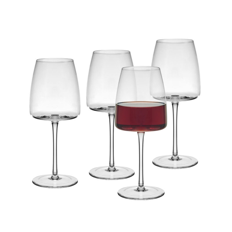 Cora 15 oz. Hand Blown Clear Red Wine Glasses Set