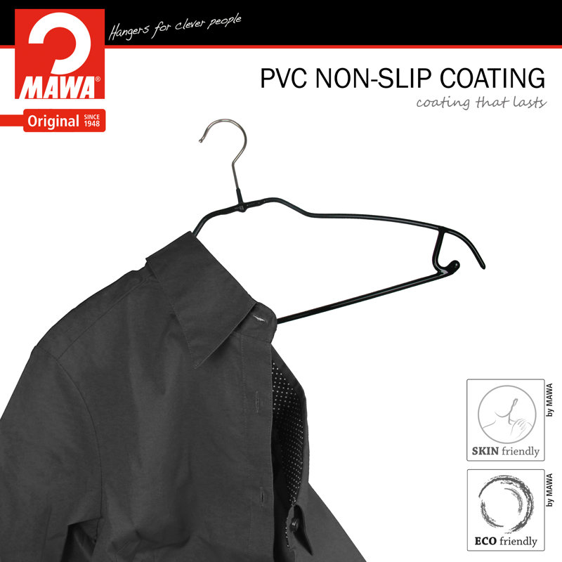 Black Ultra-Thin Non-Slip Steel Hangers with Skirt Hooks, Set of 10