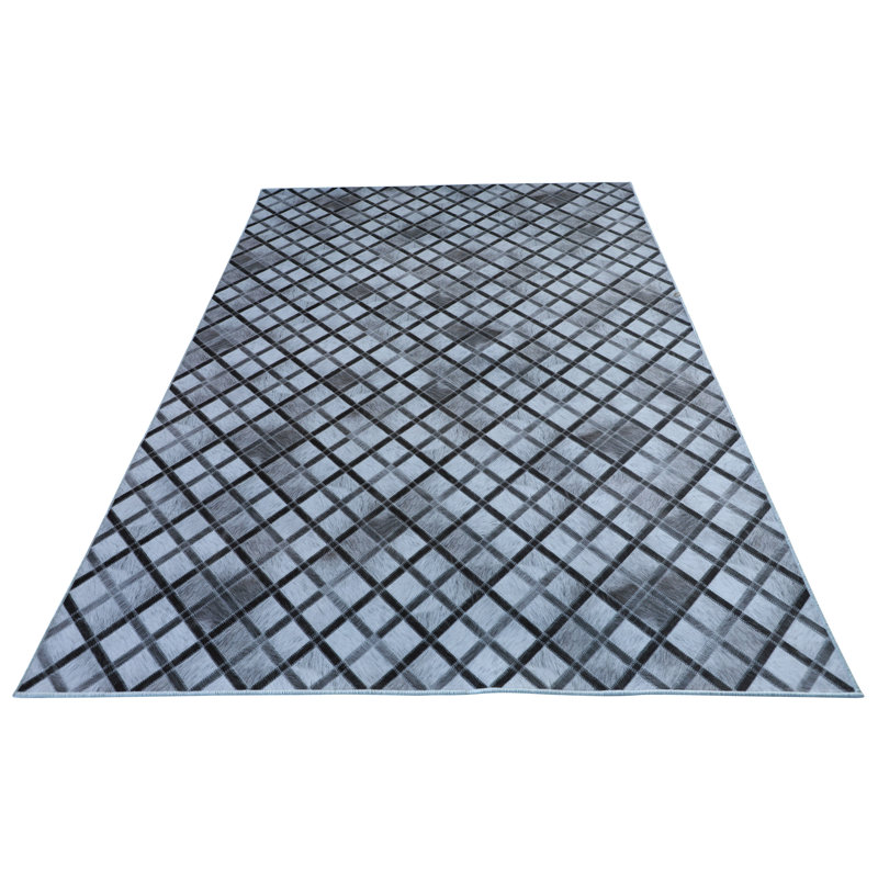 All Squared Away 5' x 8' Gray Faux Cowhide Geometric Area Rug