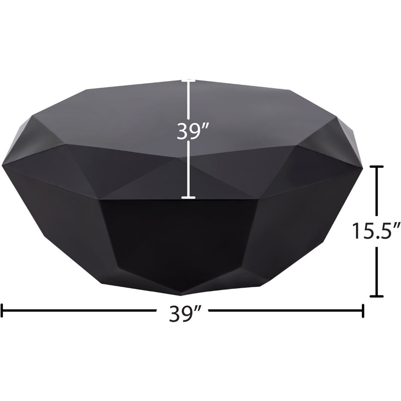 Gemma Matte Black Steel Diamond-Shaped Coffee Table