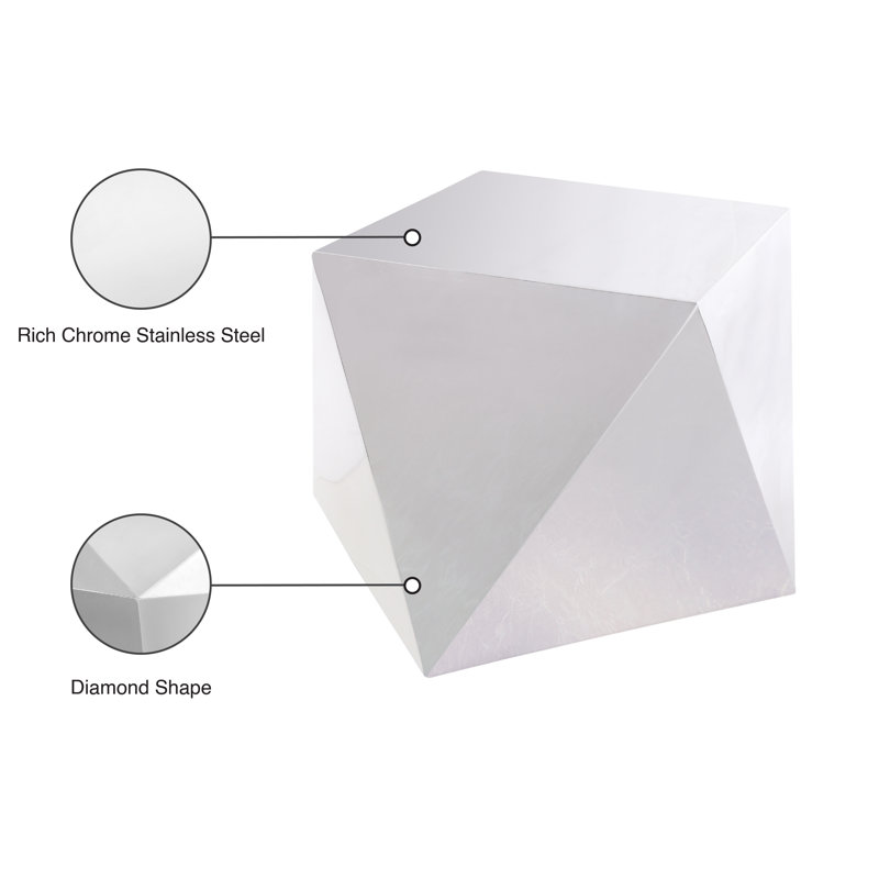 Gemma Silver Faceted Metal Accent Table