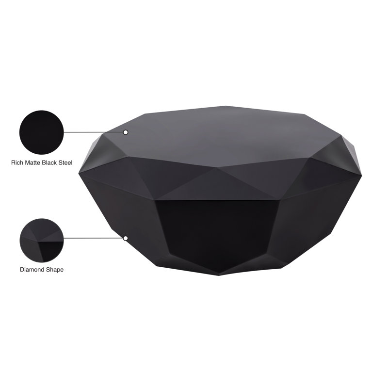 Gemma Matte Black Steel Diamond-Shaped Coffee Table