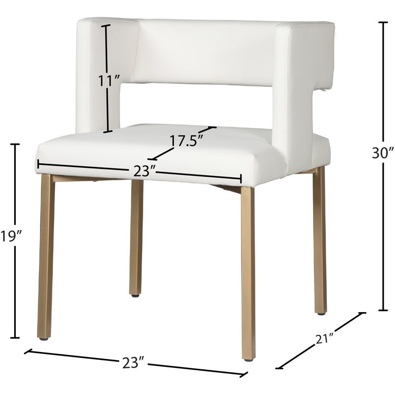 White Faux Leather Dining Chair with Gold Legs