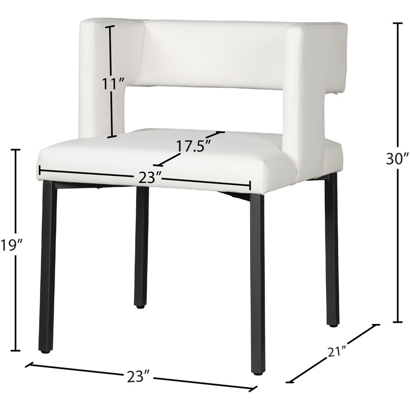 Caleb White Faux Leather Low-Back Side Chair with Matte Black Legs