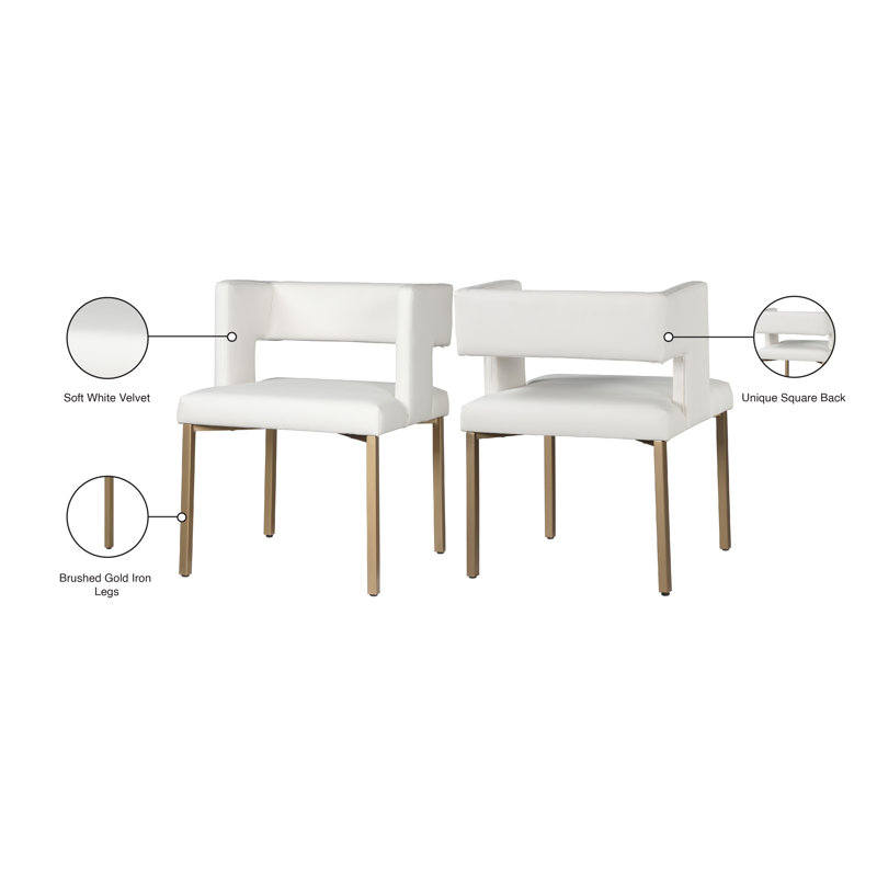 White Faux Leather Dining Chair with Gold Legs