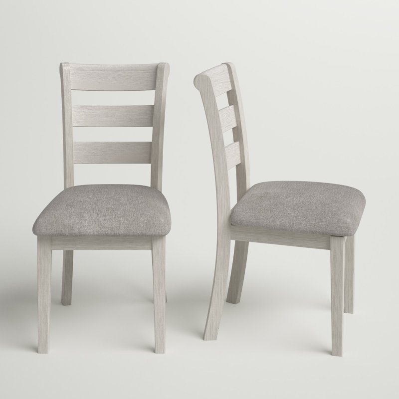 Ivory Ladderback Upholstered Wood Side Chair with Memory Foam Seat