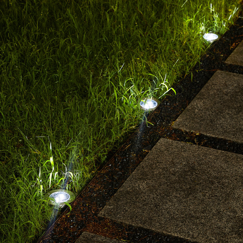 Set of 6 Solar Powered LED Pathway Lights with Dusk to Dawn Sensor