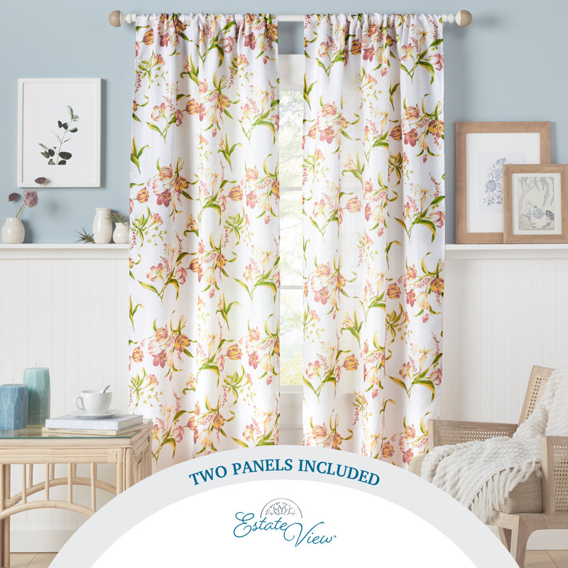 Red Linen-Blend Light-Filtering Rod Pocket Curtains, 38" x 96"