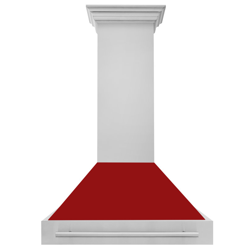 36" Red Matte Stainless Steel Wall Mount Range Hood