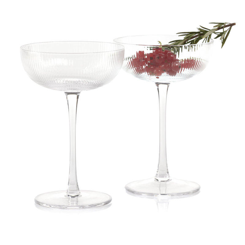 Kalina 7.94oz Clear Ribbed Glass Martini Set