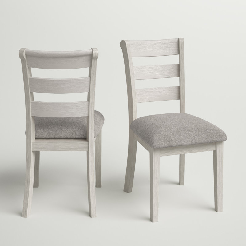 Ivory Ladderback Upholstered Wood Side Chair with Memory Foam Seat