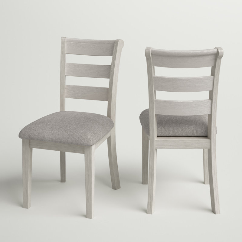 Ivory Ladderback Upholstered Wood Side Chair with Memory Foam Seat
