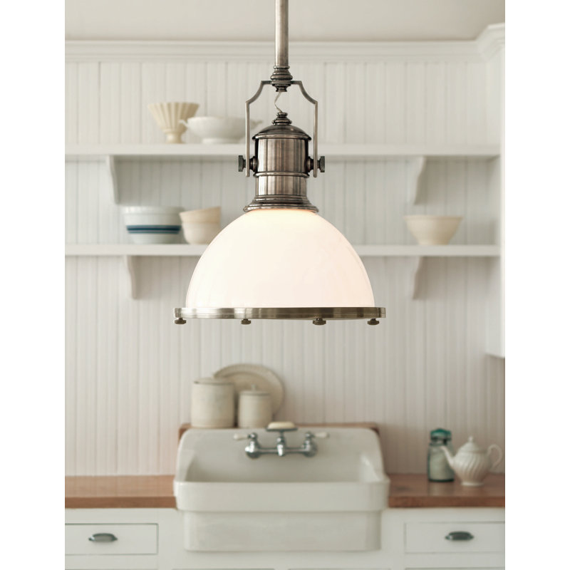 Country Industrial 28" Bronze & Polished Nickel Bowl Pendant Light