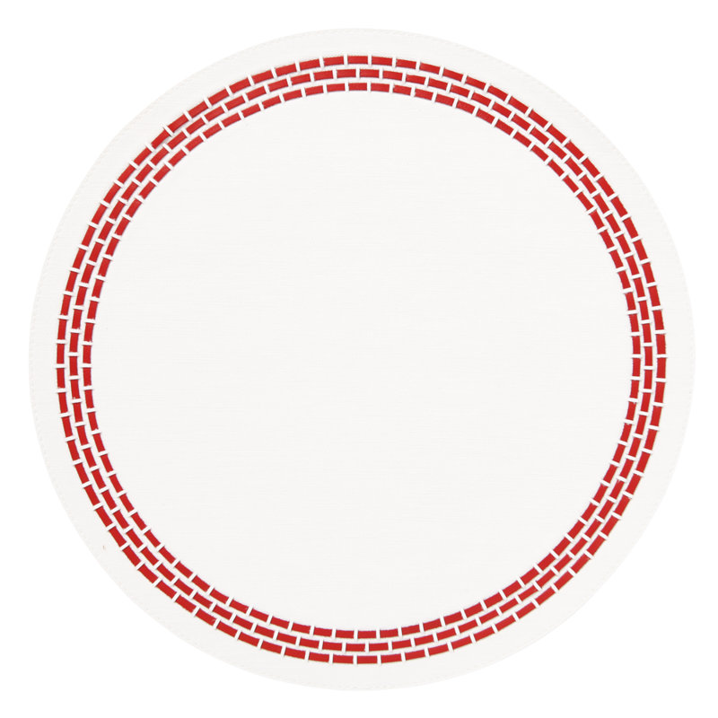Red and White Vinyl Round Placemat Set with Leather Bands