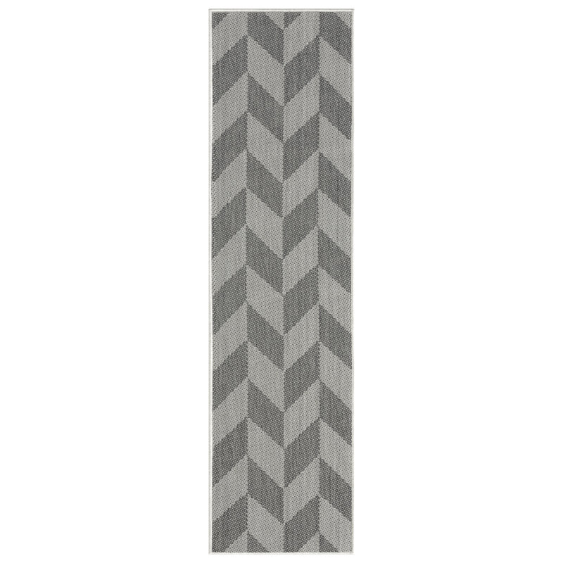Modern Geometric Black/Gray Reversible Outdoor Runner Rug
