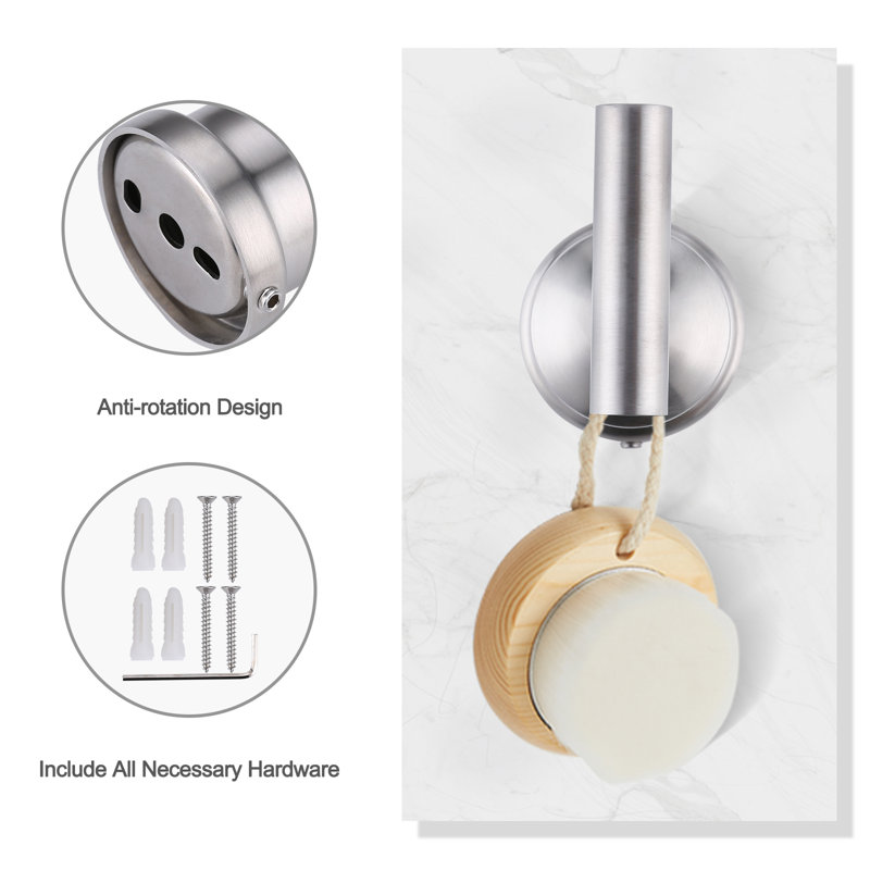 Brushed Nickel Stainless Steel Wall-Mounted Towel Hooks, 2-Pack