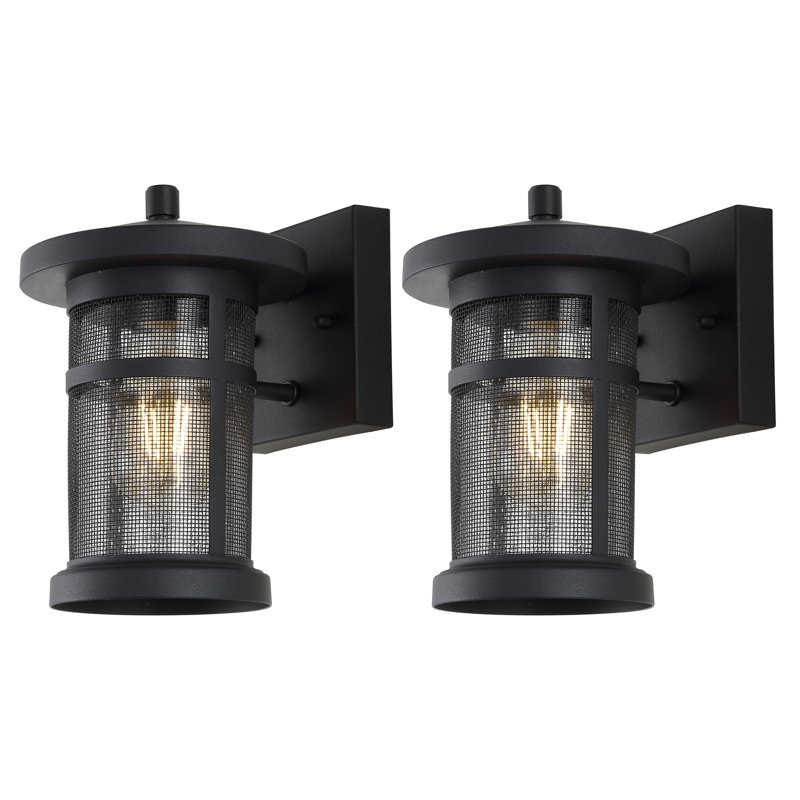 Sleek Black Powder-Coated Direct Wired Sconce Set of 2