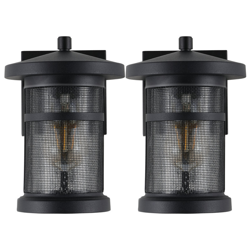 Sleek Black Powder-Coated Direct Wired Sconce Set of 2