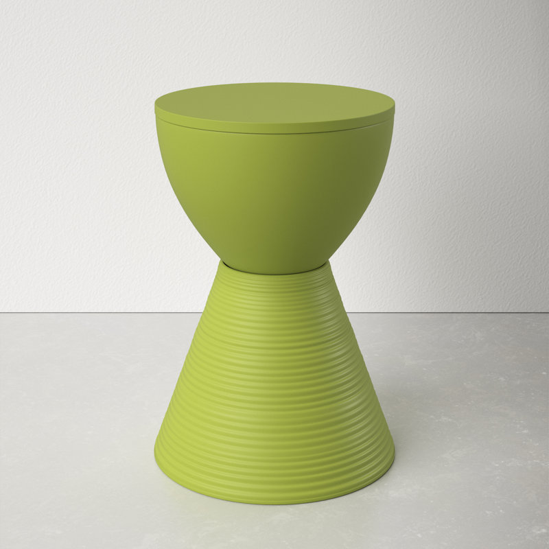Green Ribbed Round Acrylic End Table
