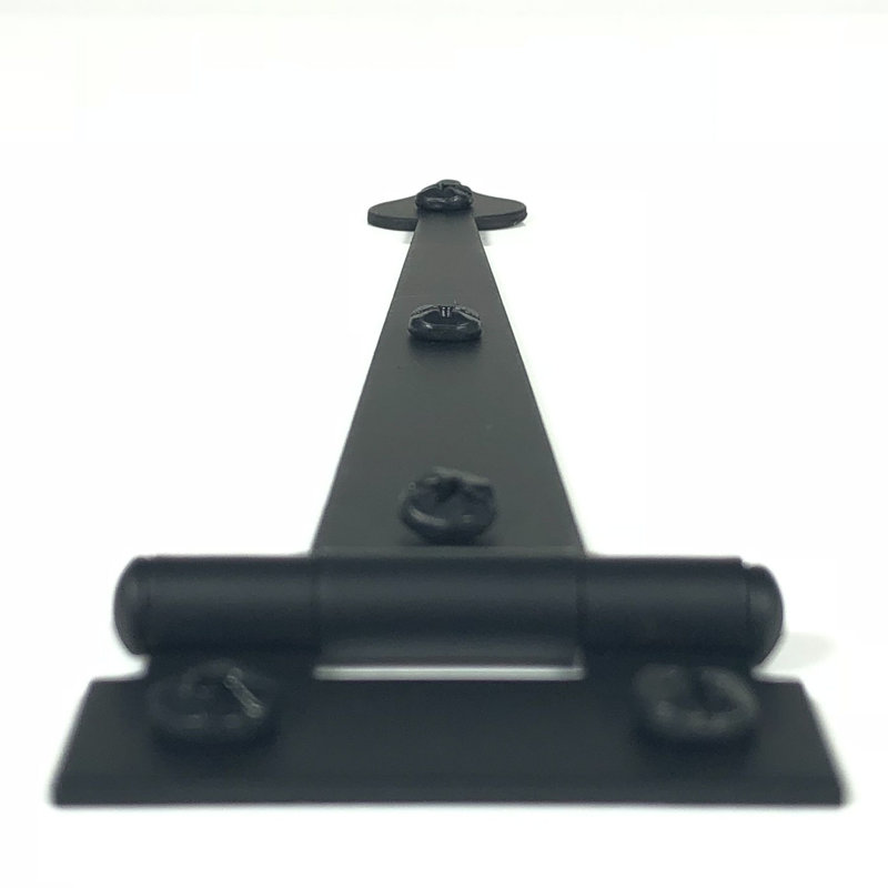 6-1/2" Black Iron Flush-Mount Heart Strap Hinges, Pair