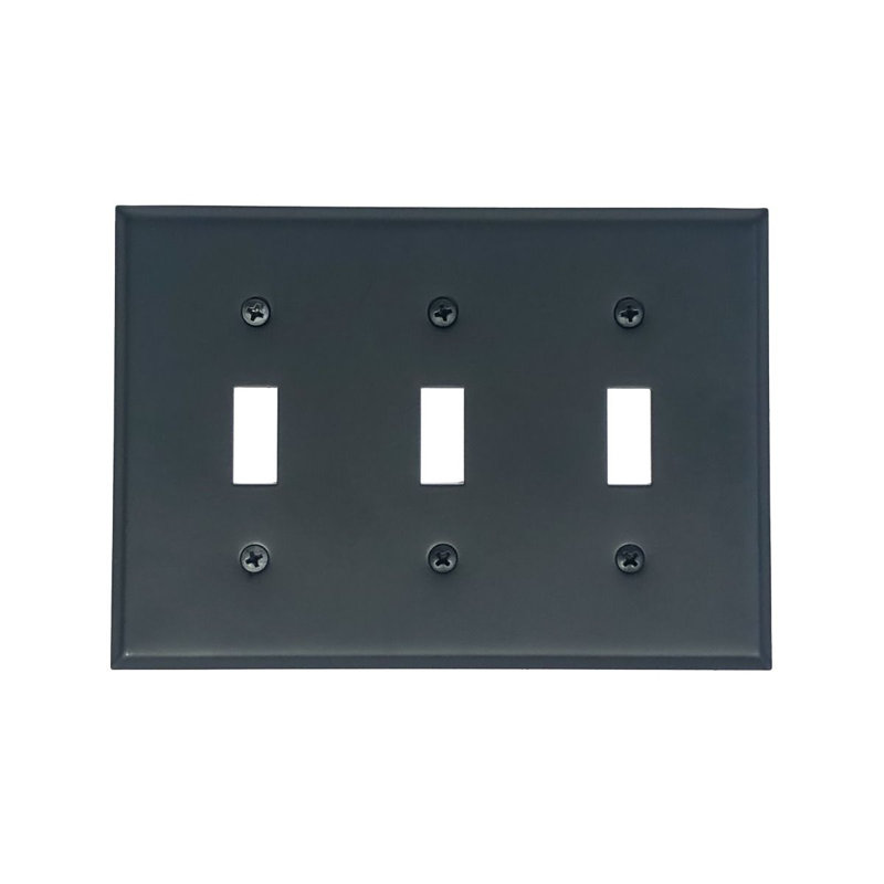Black Metal 3-Gang Toggle Light Switch Wall Plate