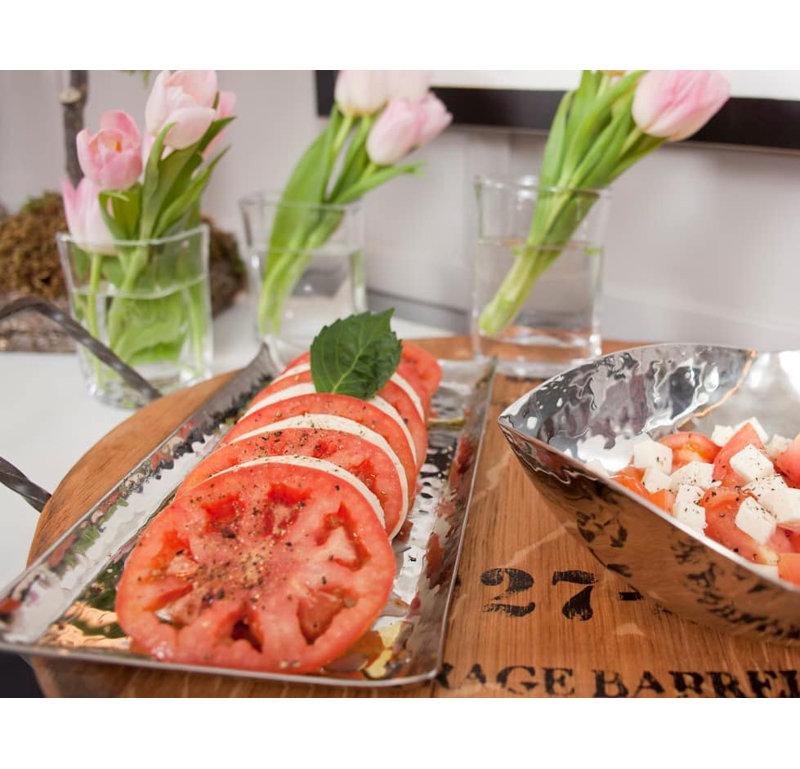 Aurora Elegant Hand-Hammered Stainless Steel Rectangular Tray