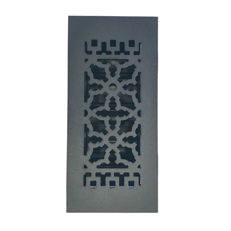 Black Cast Iron Decorative Rectangular Register with Louvers