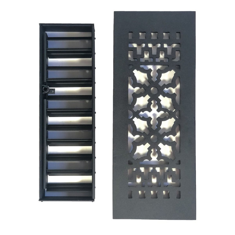 Black Cast Iron Rectangular Air Register with Louvers