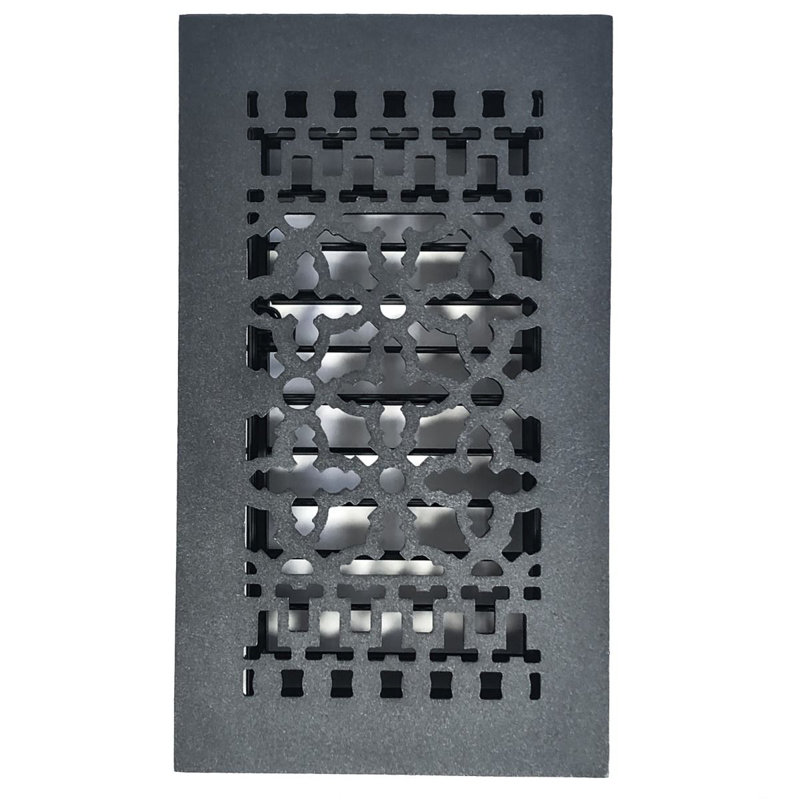 Black Cast Iron Decorative Floor Register Grille 14'' x 8''