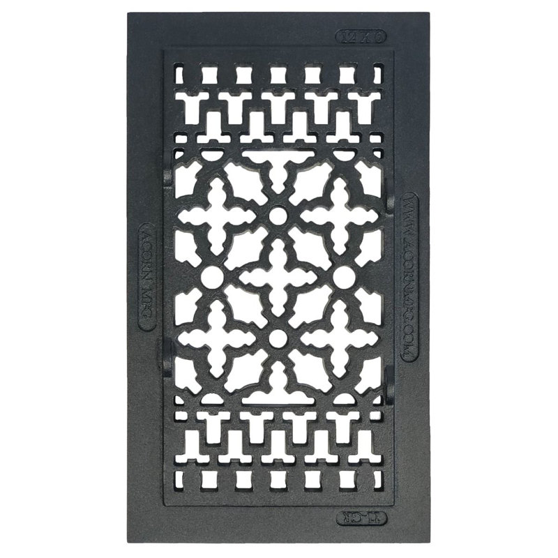Black Cast Iron Decorative Floor Register Grille 14'' x 8''