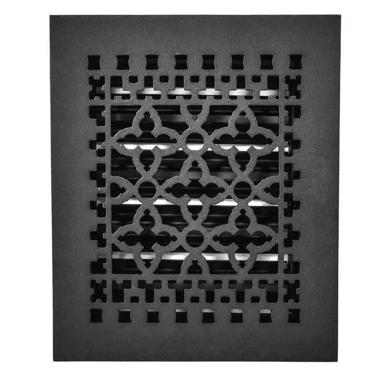 Black Cast Iron Rectangular Air Register with Louvers