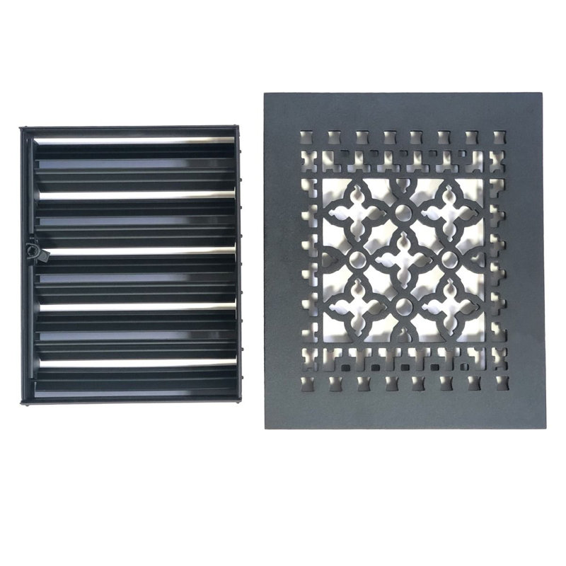 Black Cast Iron Rectangular Air Register with Louvers