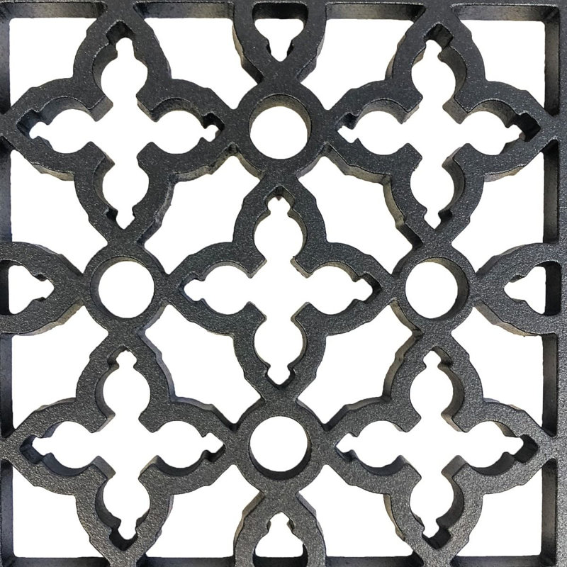 Black Cast Iron Decorative Rectangular Grille for Walls and Floors