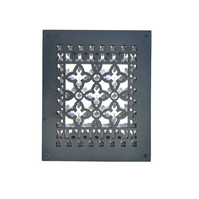 Black Cast Iron Rectangular Grille for Walls and Floors