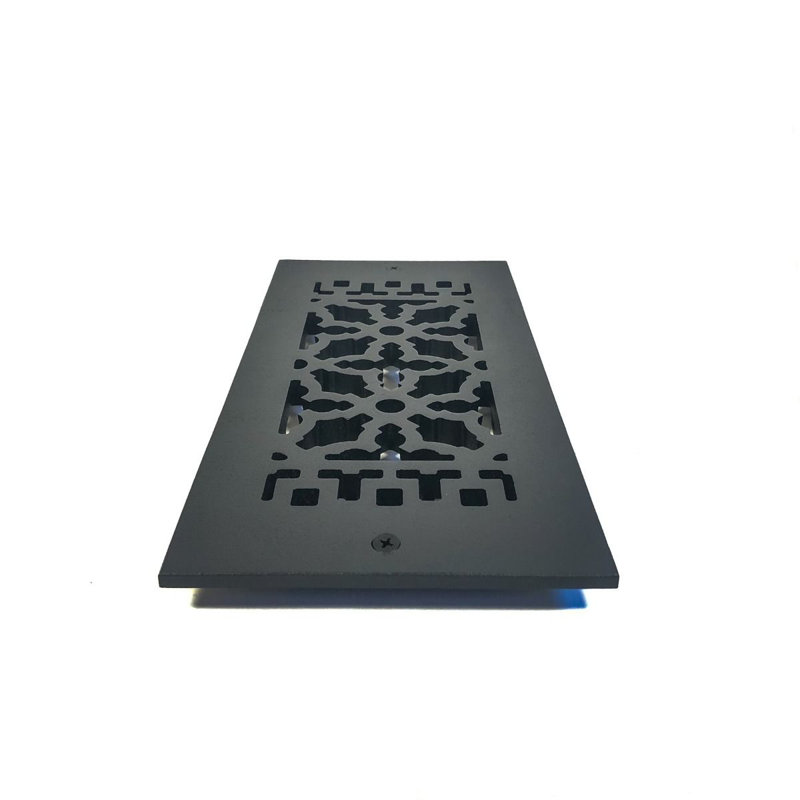 Matte Black Cast Iron Rectangular Grille for Walls and Floors