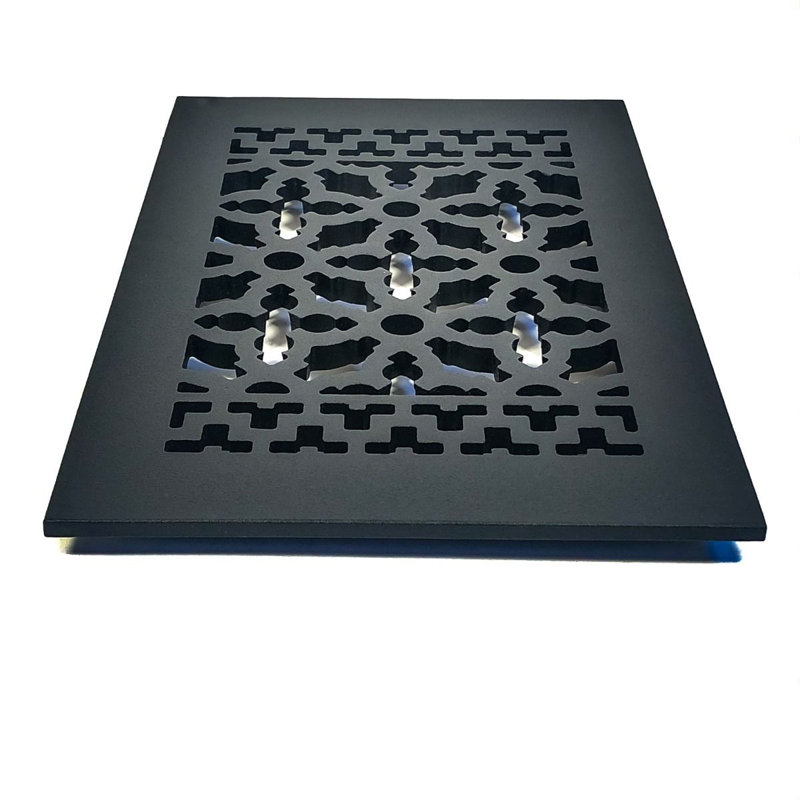 Black Cast Iron Decorative Rectangular Grille for Walls and Floors
